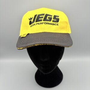 JEGS High Performance Headwear Hat Cap Adjustable Yellow and Black Strapback